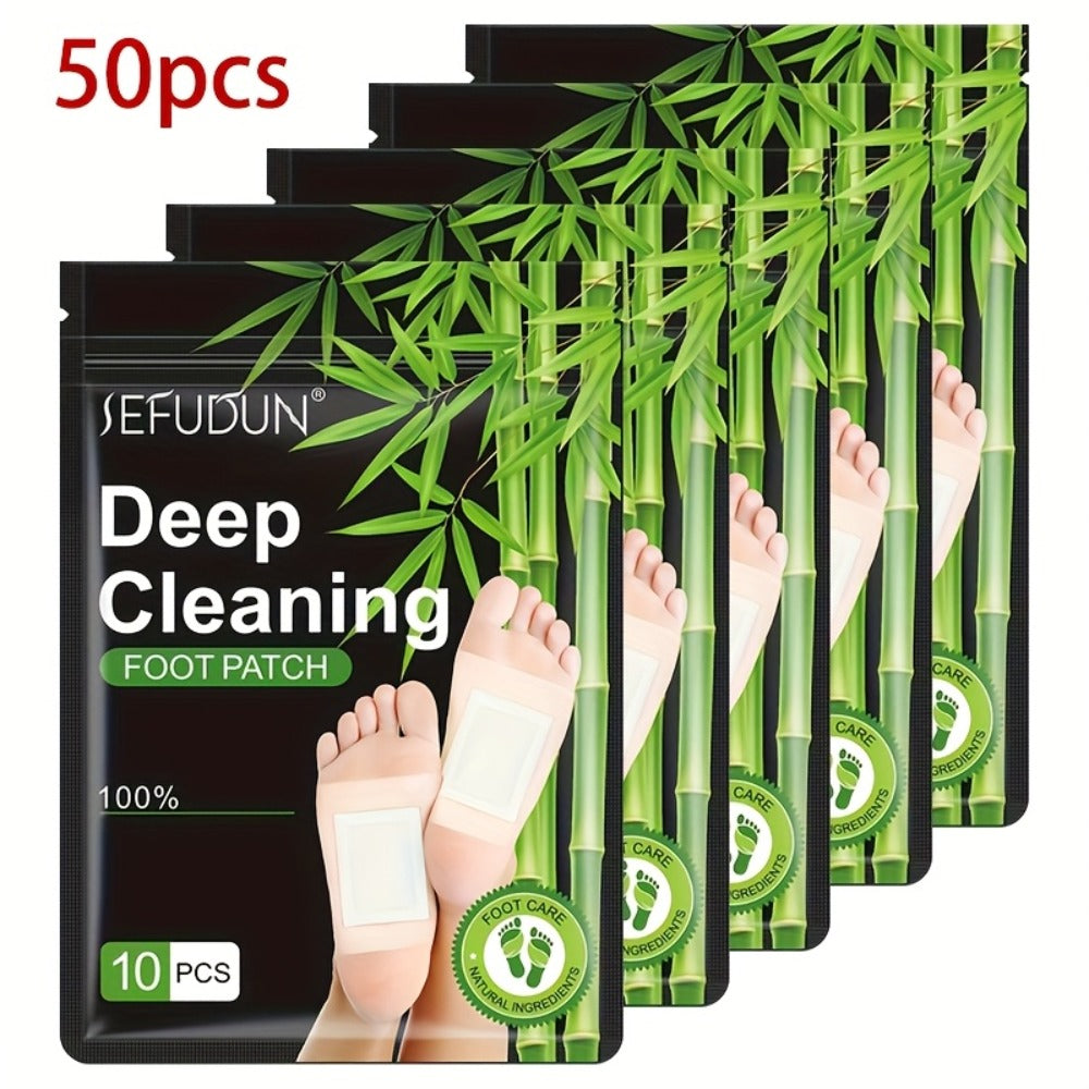 Foot Detox Patches Bamboo Charcoal & Ginger 50pcs 5 Bags – Deep Cleansing Overnight Foot Pads for Toxin Removal — image 1