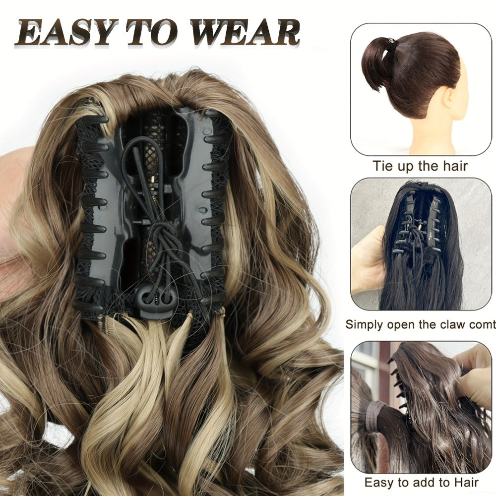 Hair Extensions Curly-Wave 14-Inch Synthetic Ponytail with Claw Clip and Four Color Style Options — image 5