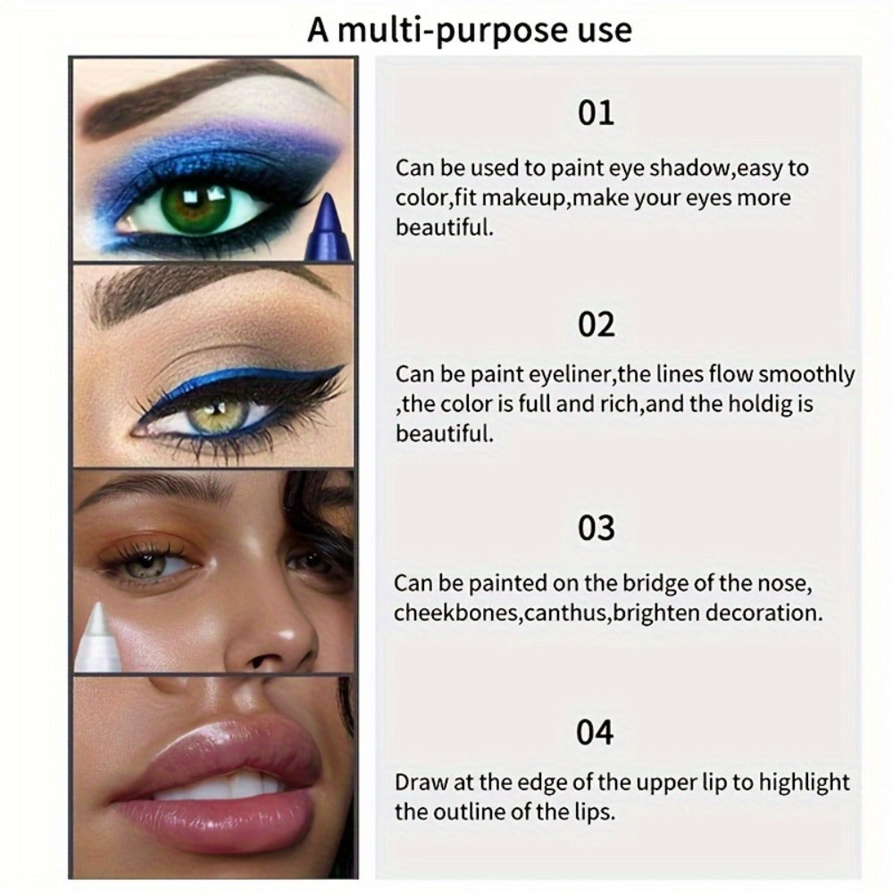 Waterproof Eyeliner Pencil Set 12 Colors with Sharpener Long Lasting Multicolor Eye Liner Kit for Daily Wear Stage Cosplay Fe