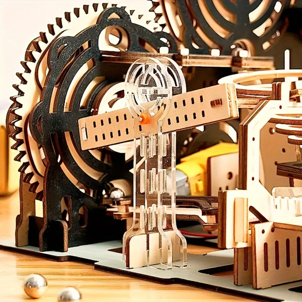 Marble Run Kit Electric 3D Wooden DIY Model Building Set, Brain Teaser STEM Puzzle Toy for Teens & Adults — image 6