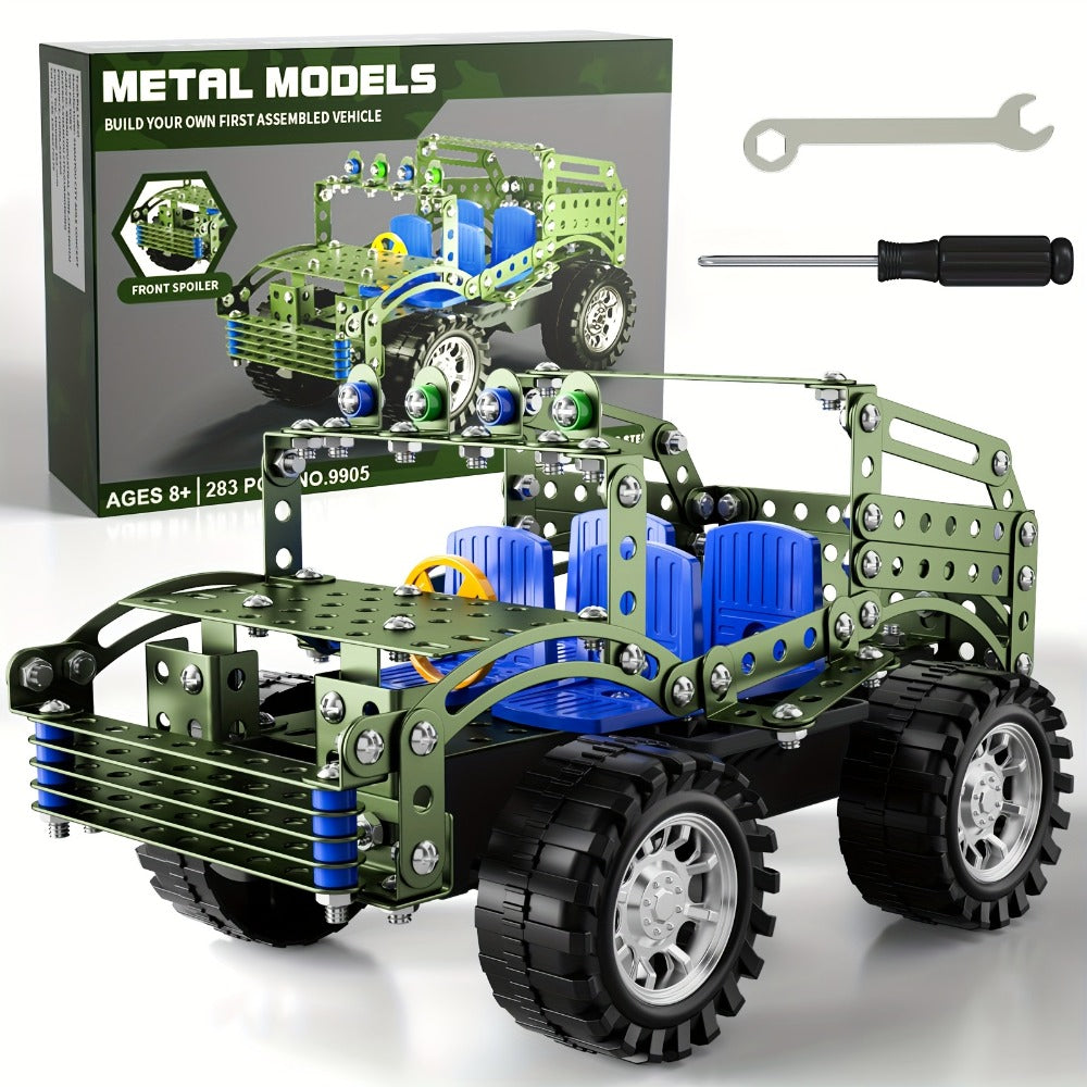 STEM Building Kit Model Car 283-287 Pcs Motorized Assembly Vehicle Toy with Tires & Openable Hood — image 4