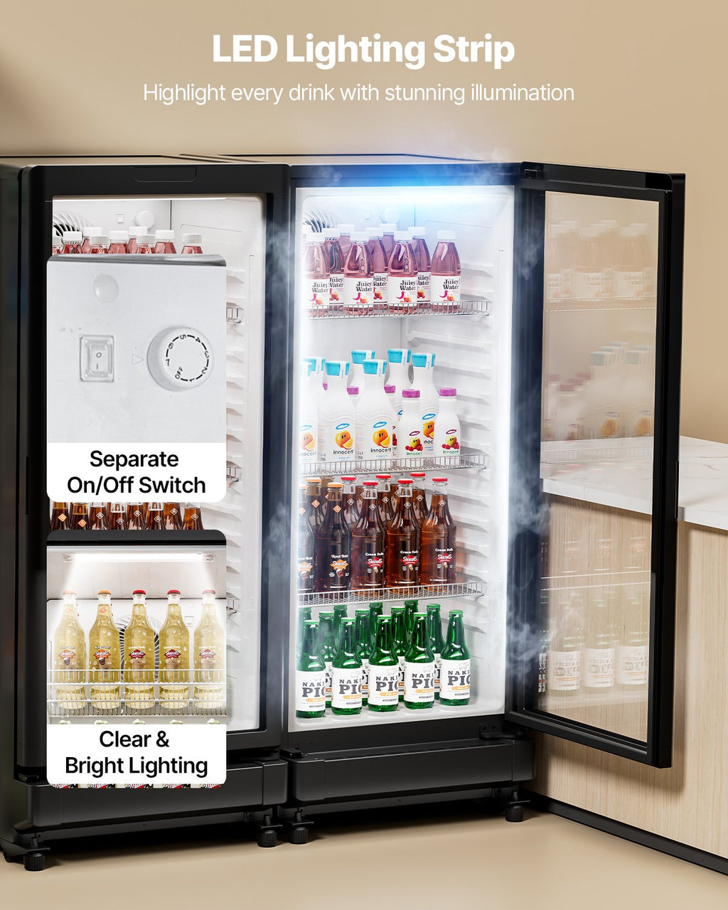 Commercial Merchandiser Refrigerator 5.7 CU.FT Glass Door Beverage Refrigerator