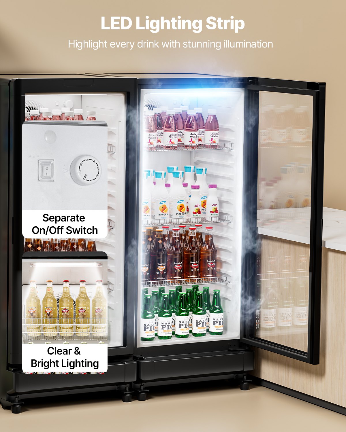 Commercial Merchandiser Refrigerator 5.7 CU.FT Glass Door Beverage Refrigerator