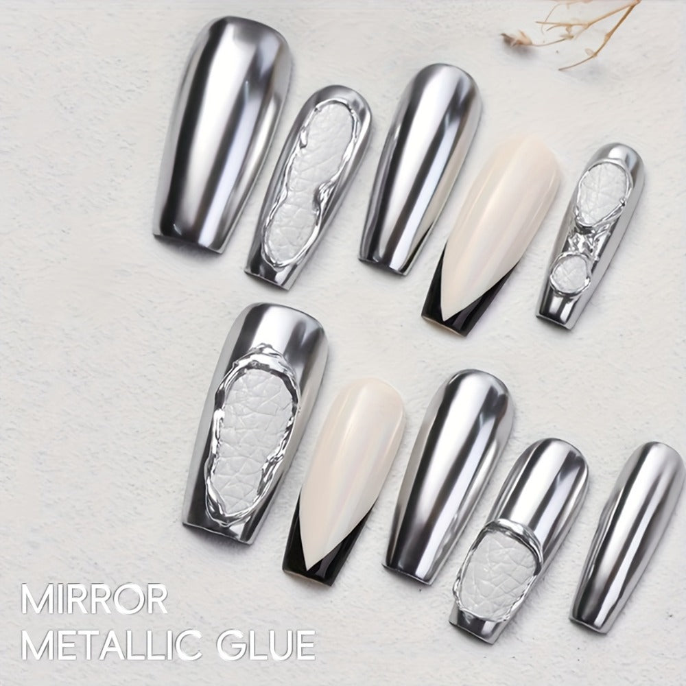 Mirror Metallic Silver Nail Art Gel in XEIJAYI Electroplating-Style Bottle with Cap-Mounted Detail Brush — image 4