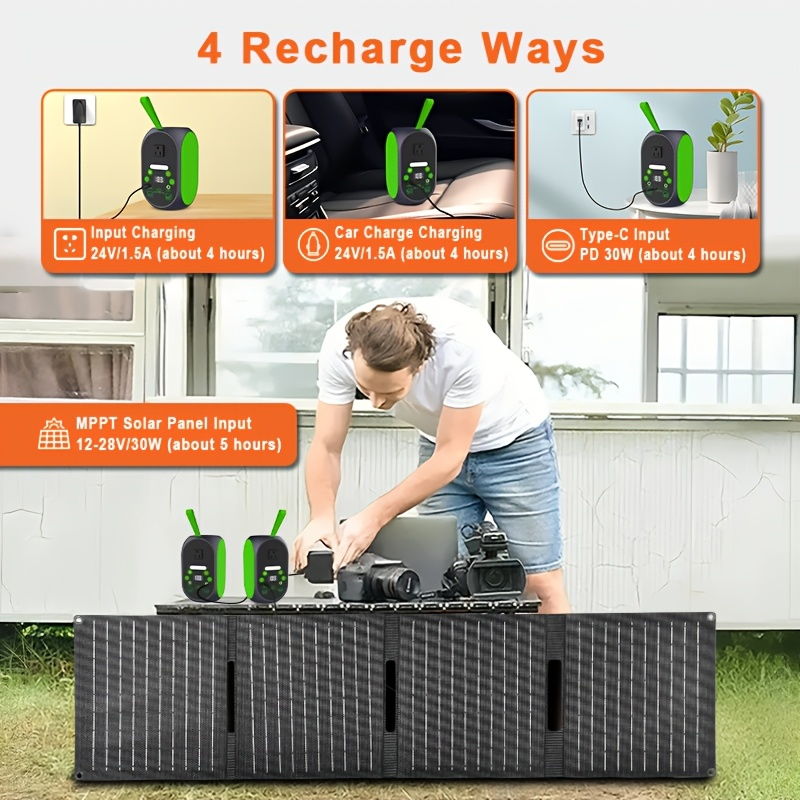 Power Station with Solar Panel, 99.84Wh 120W LiFePO4 Unit with 30W Foldable Solar Panel and Five Outputs — image 9