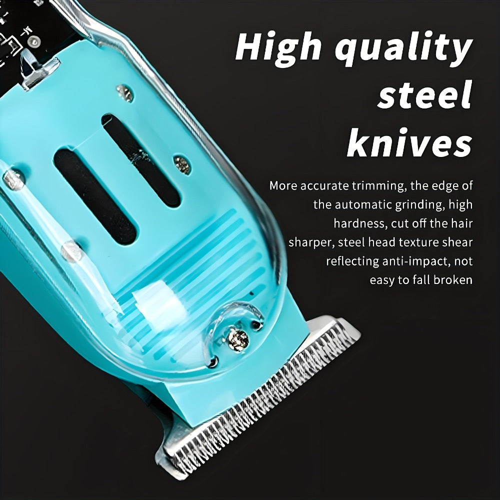 LED Hair Clipper for Men – USB-C Rechargeable Cordless Beard Trimmer with LED Display & 4 Guide Combs, Barber-Grade Home Hair