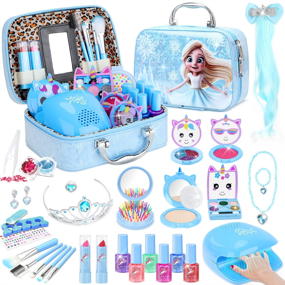 Kids Makeup Set for Girls, 2-in-1 Princess Makeup & Nail Art Kit, Pretend Play Cosmetics with Nail Polish — image 4