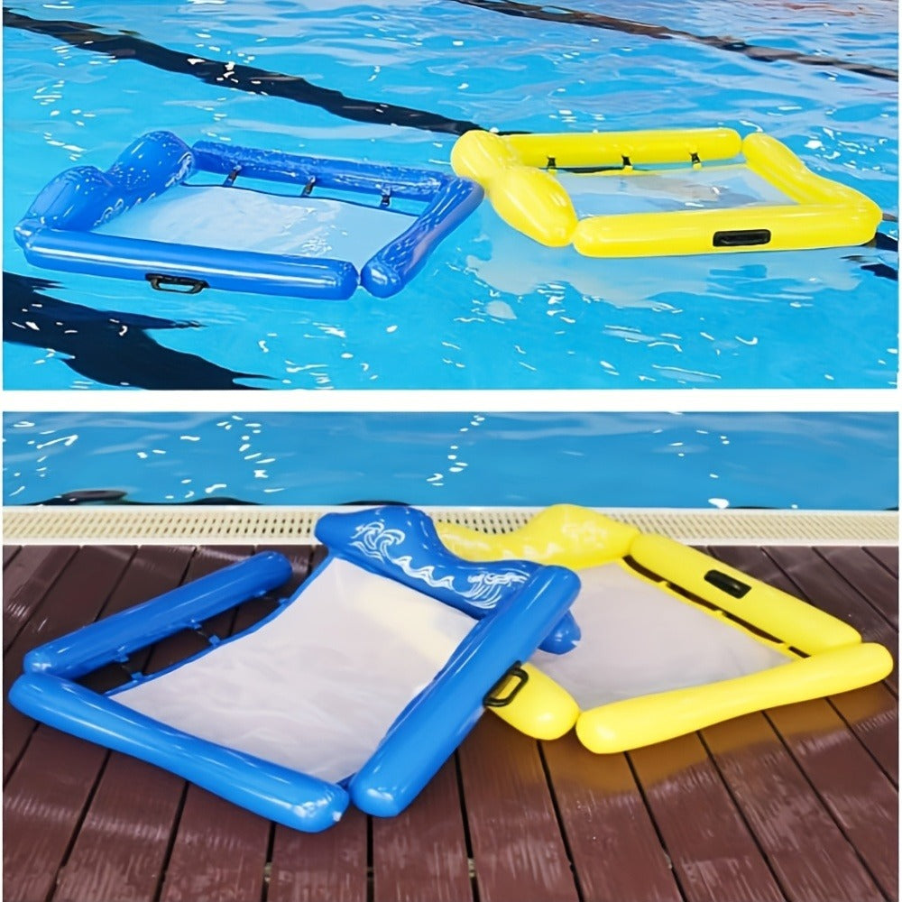Blue Rectangular Pool Hammock with Mesh Center, Inflatable Headrest, Side Rails and Four Carry Handles — image 6