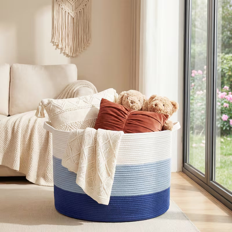 Extra Large Blanket Basket with Multi-Tone Storage Design