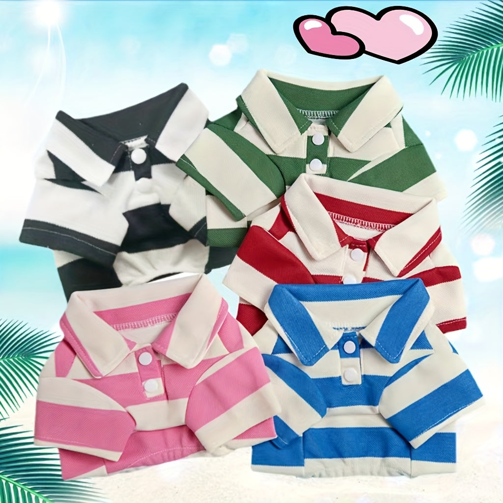 Five-Pack Striped Polo-Style Dog Shirts in Assorted Colors with Seven Size Choices from XS Through 4XL — image 2