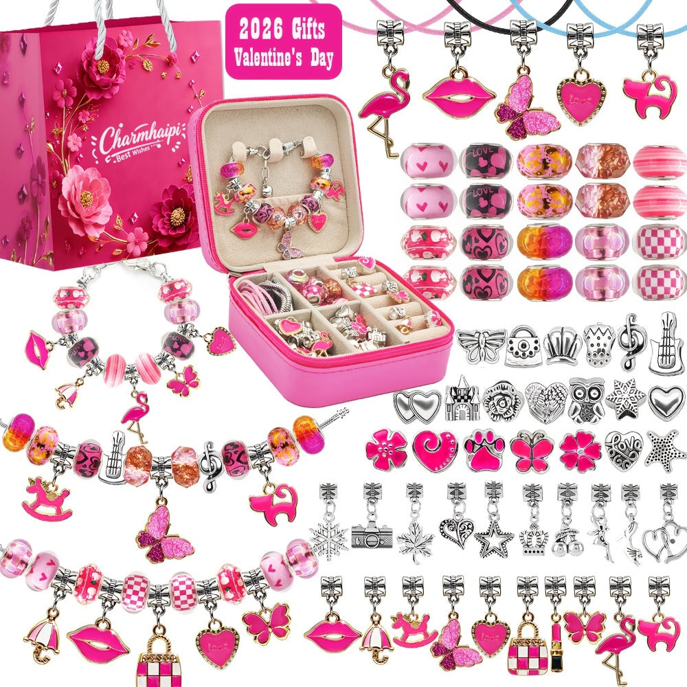 Bracelet Making Craft Kit with Portable Jewelry Box, Beads and Charms in Seven Color or Theme Options — image 14