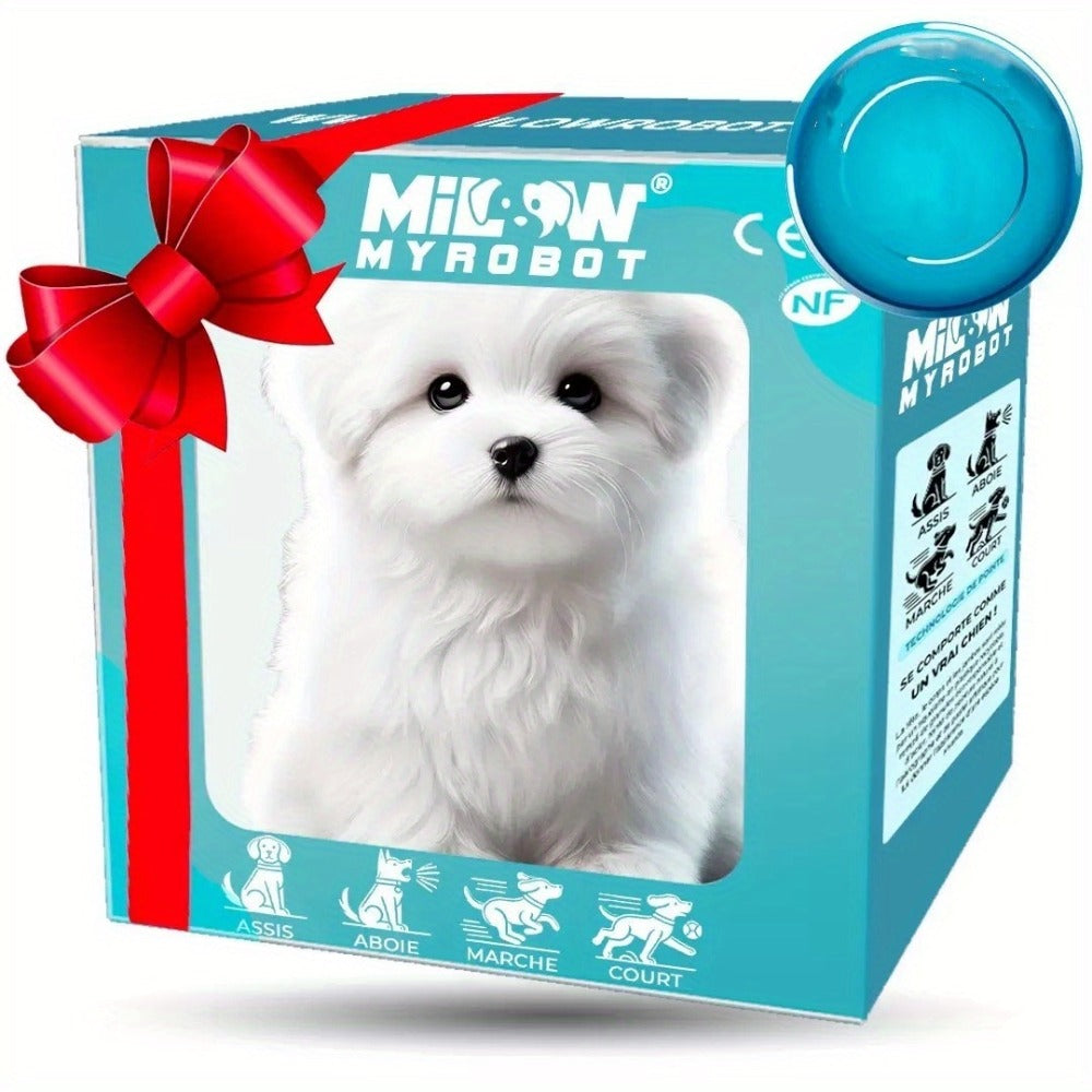 Simulation Puppy Robot Electric Interactive Dog Toy, Auto Walking, Barking & Tail Wagging, Plush Biomimetic Pet with Dog Bone