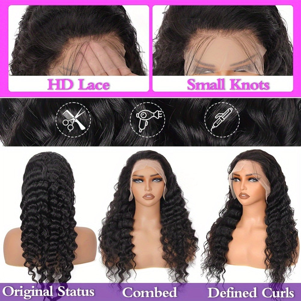 Glueless Bob Wig Human Hair 13x4 Pre Cut Lace 200% Density Wear and Go Deep Wave Body Wave Pre, for Home, Travel and Salon Ha