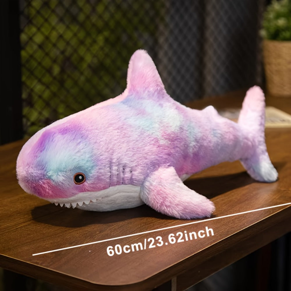 Plush Toy Jumbo Shark Pillow 24-Inch in Blue, Grey, Blue-Pink or Rainbow Colorways and Ocean Decor — image 3