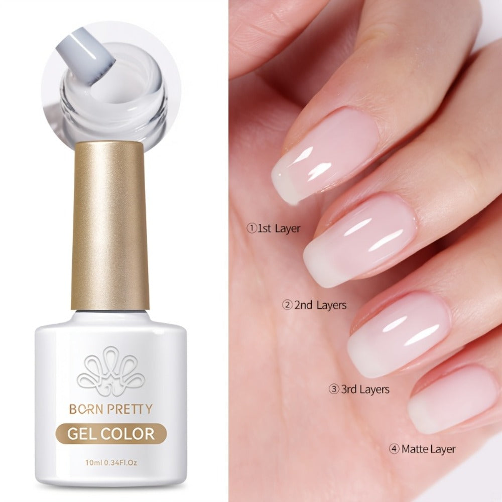 Gel Nail Polish in 10ml Translucent Jelly with 6 Milky, Snow-Glitter and Nude Shade Options — image 17