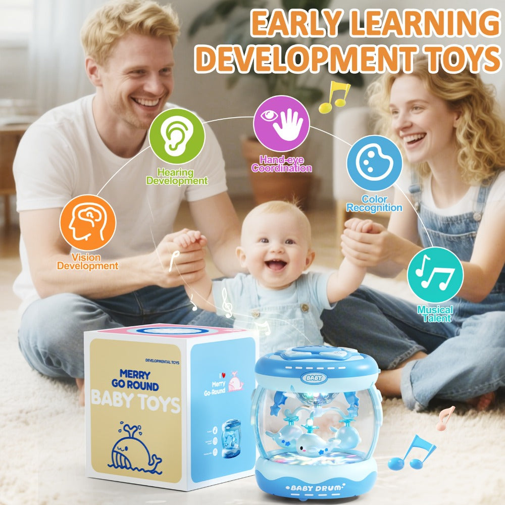 Baby Rotating Projector Music Toy 3 Months+, Interactive Animal Sounds & Lights, Multi-Functional Sensory Learning Toy for In