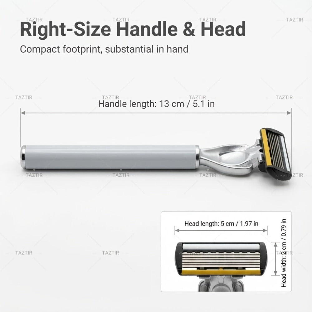 Luxury Men's Razor Set 6-Layer Blades – 2 Ergonomic Anti-Slip Handles & 72 Replaceable Blades, Precision Manual Shaving Kit —