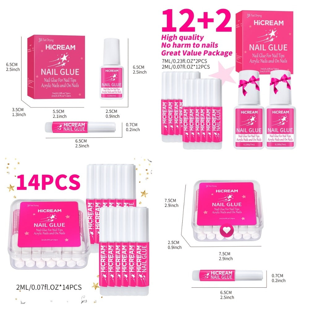 Nail Glue Set, MICHAN 14- or 28-Piece Configurations with 2ml Squeeze Tubes and Optional 7ml Brush Bottles — image 6