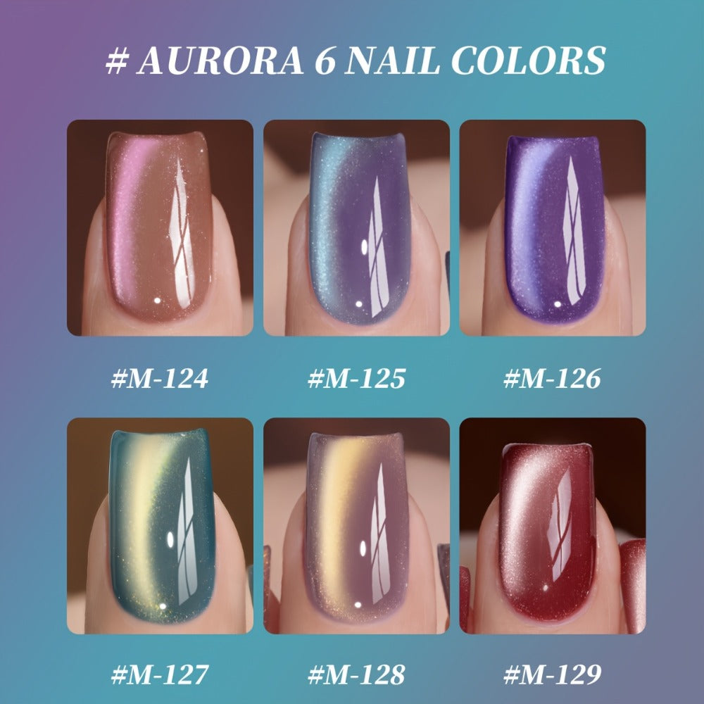 Gel Nail Polish 6-Color Magnetic Cat-Eye Sets in Aurora, Dopamine or Bubble-Summer Collections — image 4