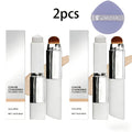 Skin Tone Adapting Color-Changing Foundation Stick 2-Piece with Built-In Brush & Puff – Lightweight Matte Finish Sheer to Bui