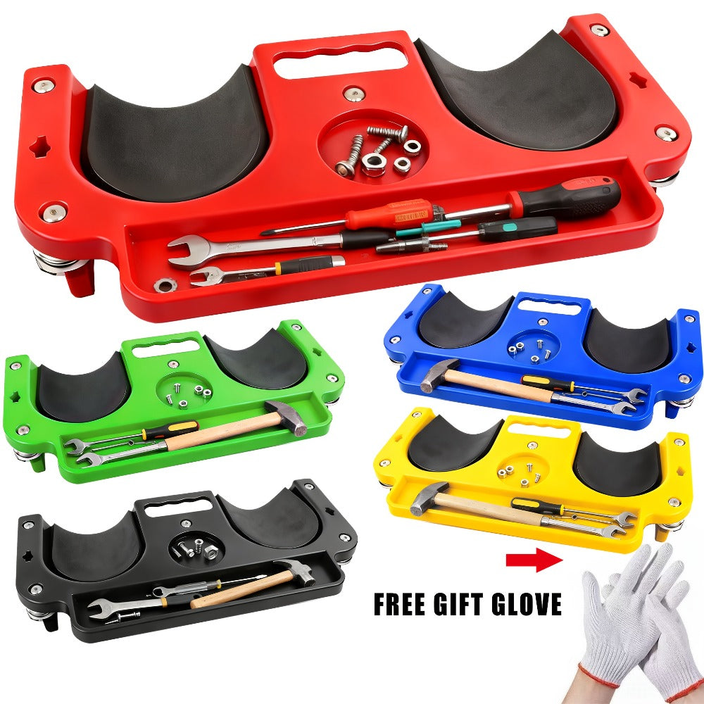 Rolling Knee Creeper Pad with Built-In Tool Tray – ABS High-Impact Frame, Cushioned Kneeling Pad for Car Repairs, Carpentry &