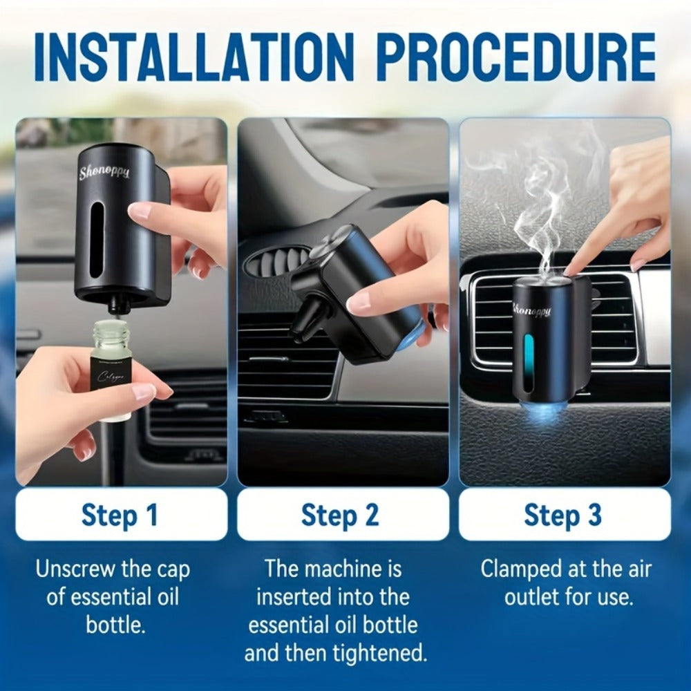 Car Air Freshener Aroma Diffuser with Essential Oils – USB Powered Smart Scent Diffuser for Car, 3/6/10/20 Bottles 0.34oz Ess