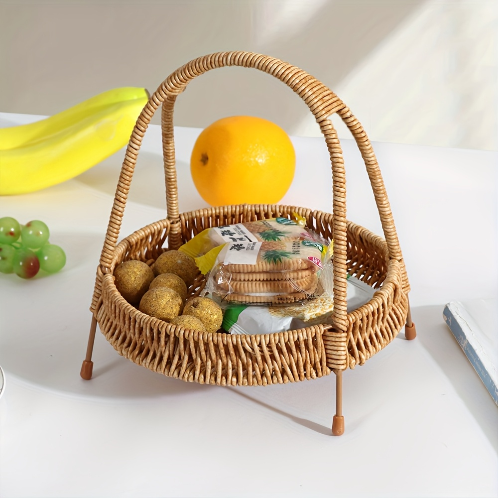 Wire Frame Storage Basket with Imitation Rattan Weave and Iron Structure, 8.66 x 7.87 x 7.87 Inch — image 3