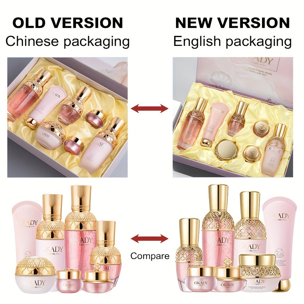 7-Piece Pearl-Themed Skincare Gift Set with Coordinated Facial-Care Bottles and Jars in a Fitted Box — image 6