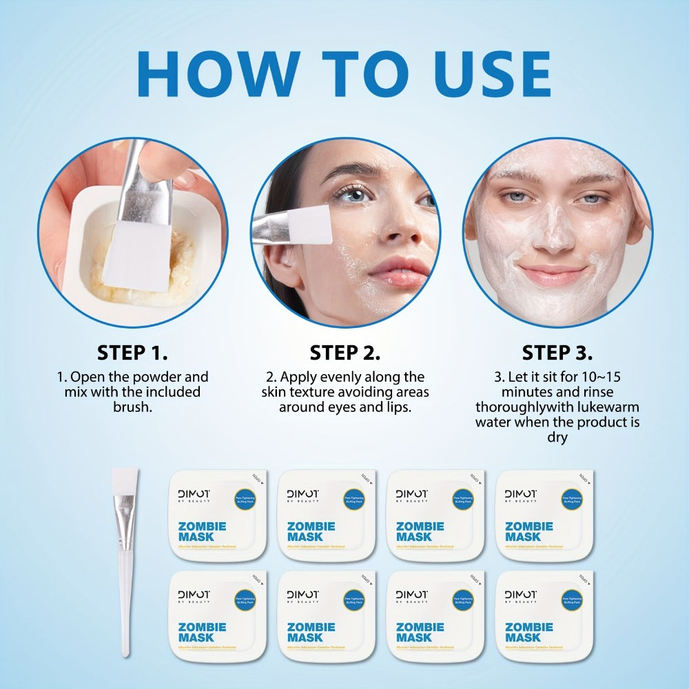 Zombie Face Mask 8pcs Plant Squalane Skin Texture Improving Facial Mask Set for Women for Bath Time, Home Spa and Personal Ca