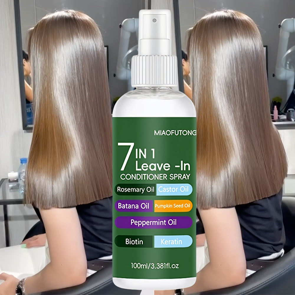 Leave-In Conditioning Spray 7-in-1 Argan Oil Rosemary Biotin Keratin Collagen - Heat for Bath Time, Home Spa and Personal Car