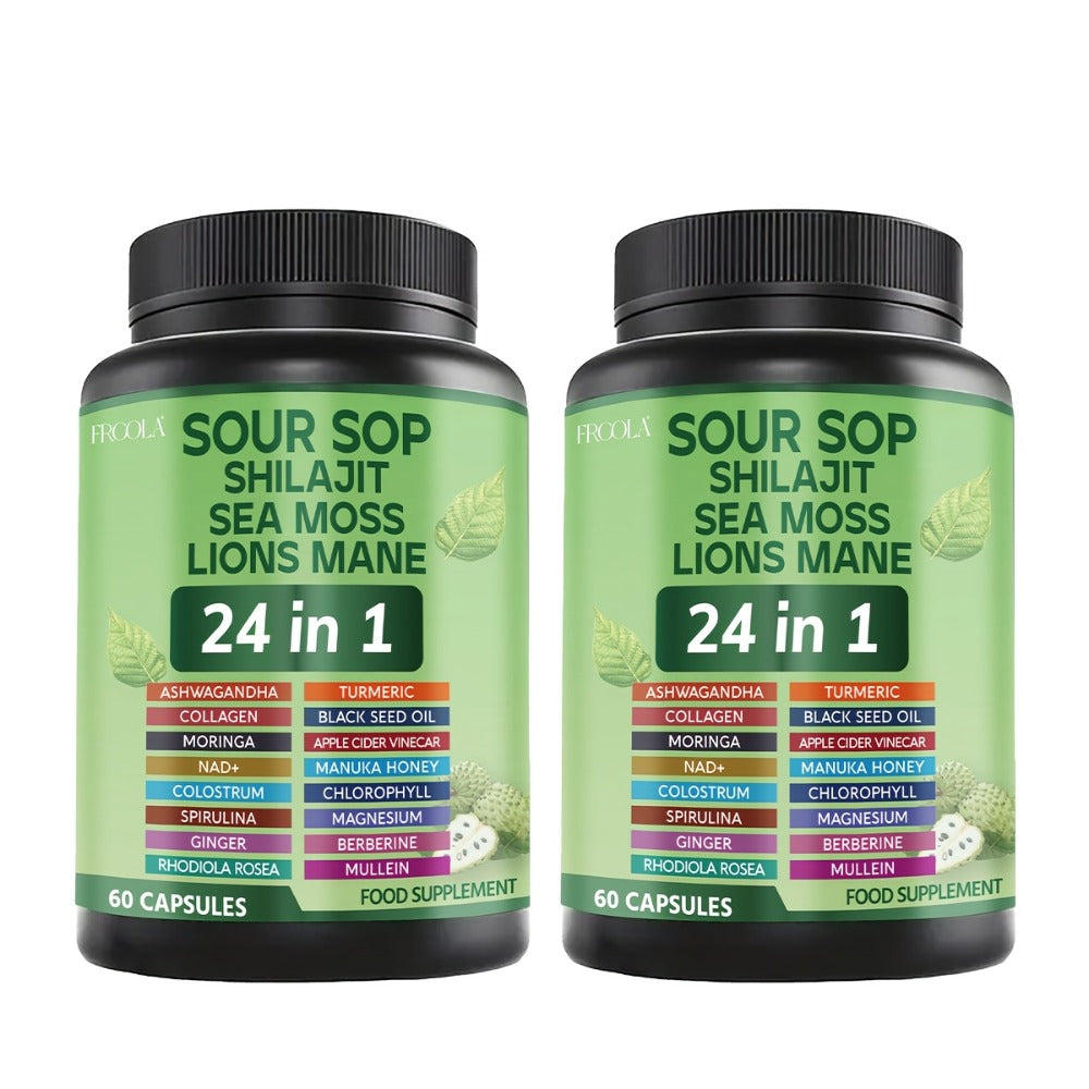 Soursop Graviola Supplement Capsules 24-in-1 with Sea Moss, Shilajit, Lion’s Mane, Vitamin D3, Black Seed Oil — image 5