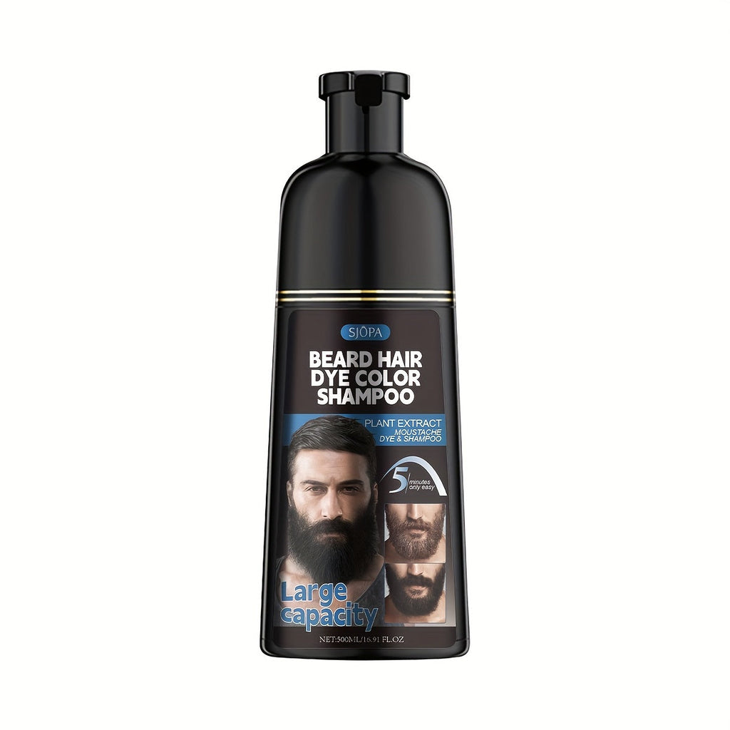 Men's Black Beard Dye 3-in-1 Hair & Beard Color Kit - Fast Blackening in 10-15 Minutes, Nourishing Skin-Safe Formula — image 