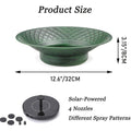 Bird Bath Solar Fountain 12.6" Green Metal Bowl Garden for Garden, Patio and Yard Use, with the Listed Configuration — image 