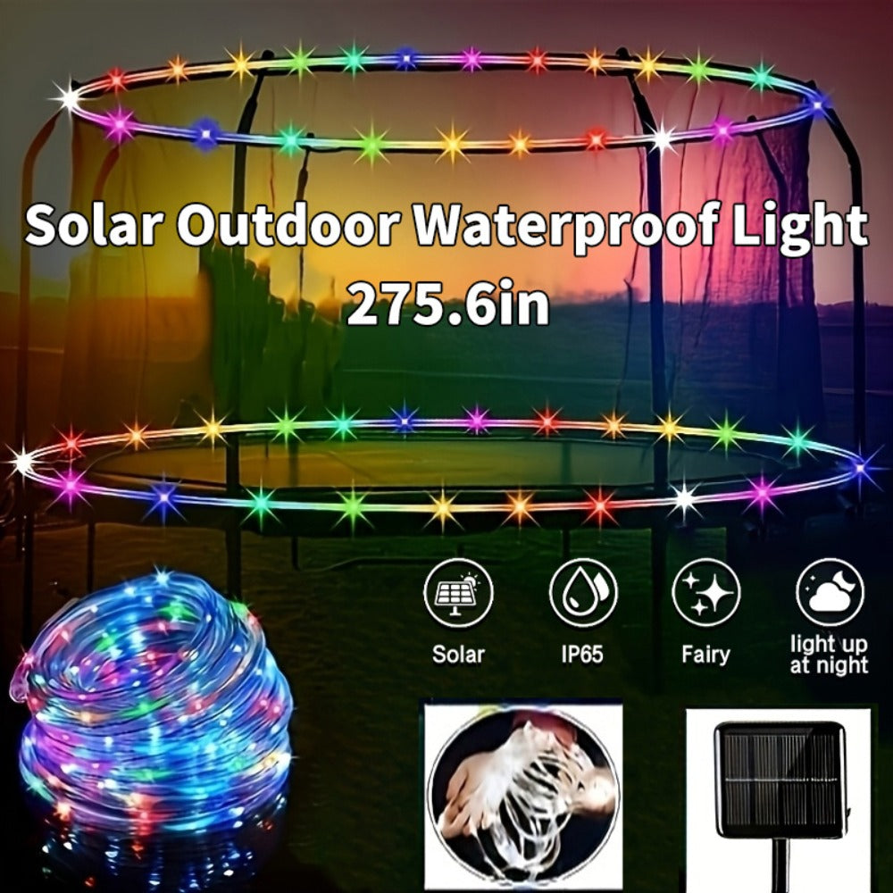 Solar Powered LED Trampoline Lights Colorful Rope Lights for 8-16 Ft Trampolines 8 Dynamic Modes IP65 Waterproof Outdoor Back