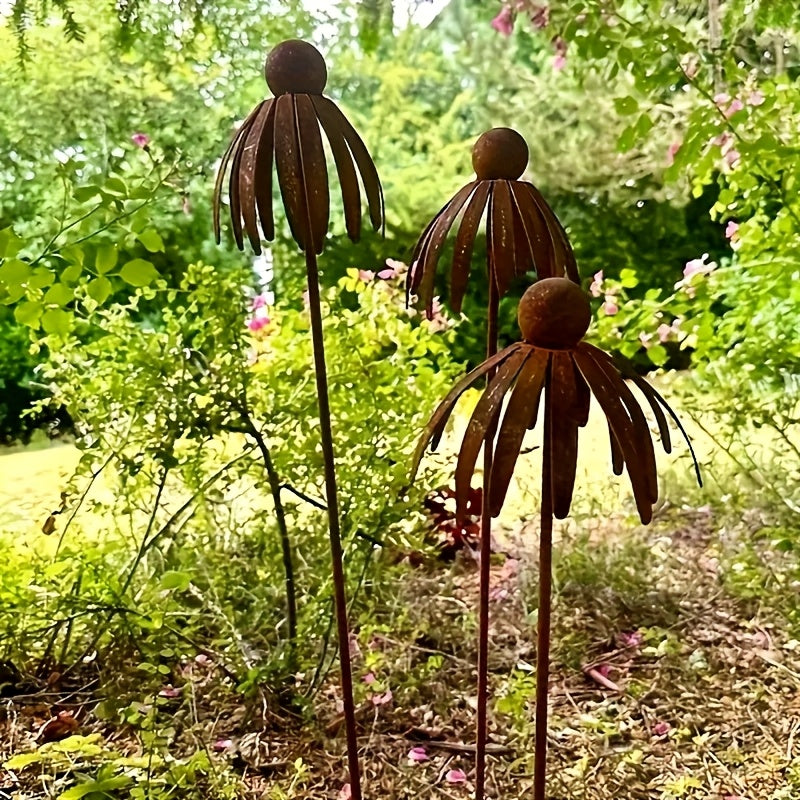 Rustic Iron Coneflower Garden Stake with 78 cm Stem, 13 cm Bloom and Ground Insert for Pots and Borders — image 7