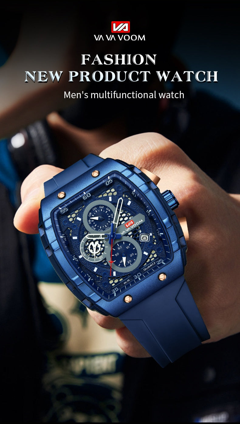 Multifunctional Business Waterproof Calendar Wine Barrel Non-automatic Mechanical Watch