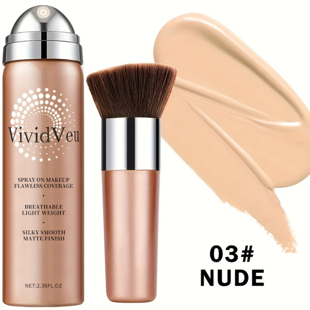 Spray-On Liquid Foundation Bottle with Matching Face Brush in Four Shades from Natural to Porcelain — image 13