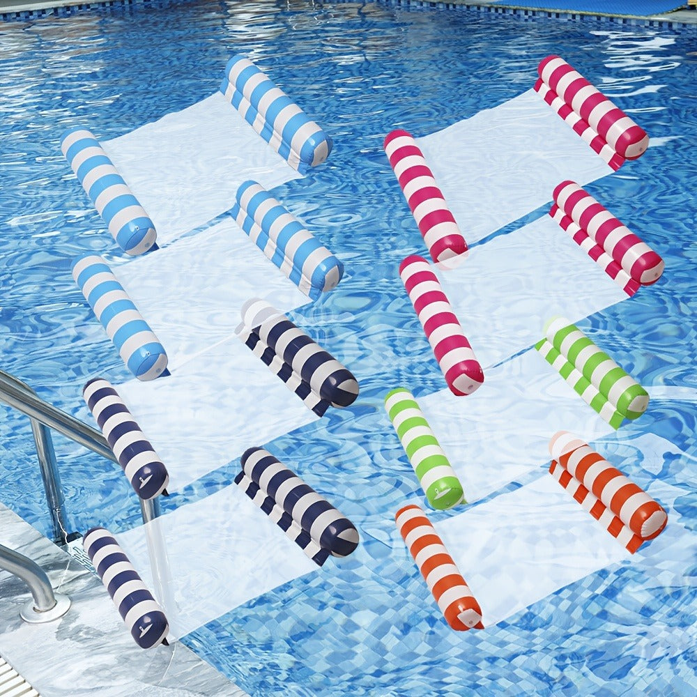 Striped Inflatable Pool Float Hammock Set with Mesh Center and Three-, Eight- or Five-Color Pack Options — image 12