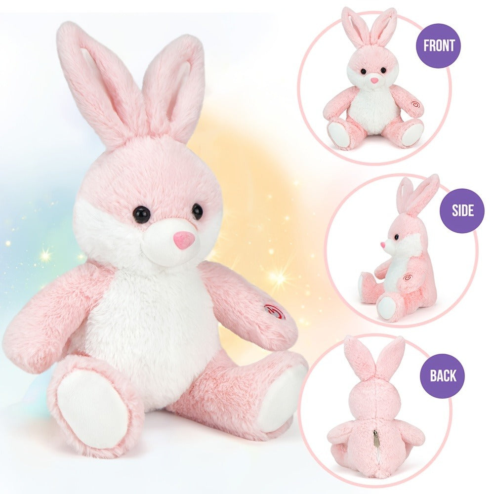 Plush Toy Light-Up Bunny in 8-Inch or 12-Inch Sizes with Pink Ears and Colorful LED Glow for Character Display, Room Decor an