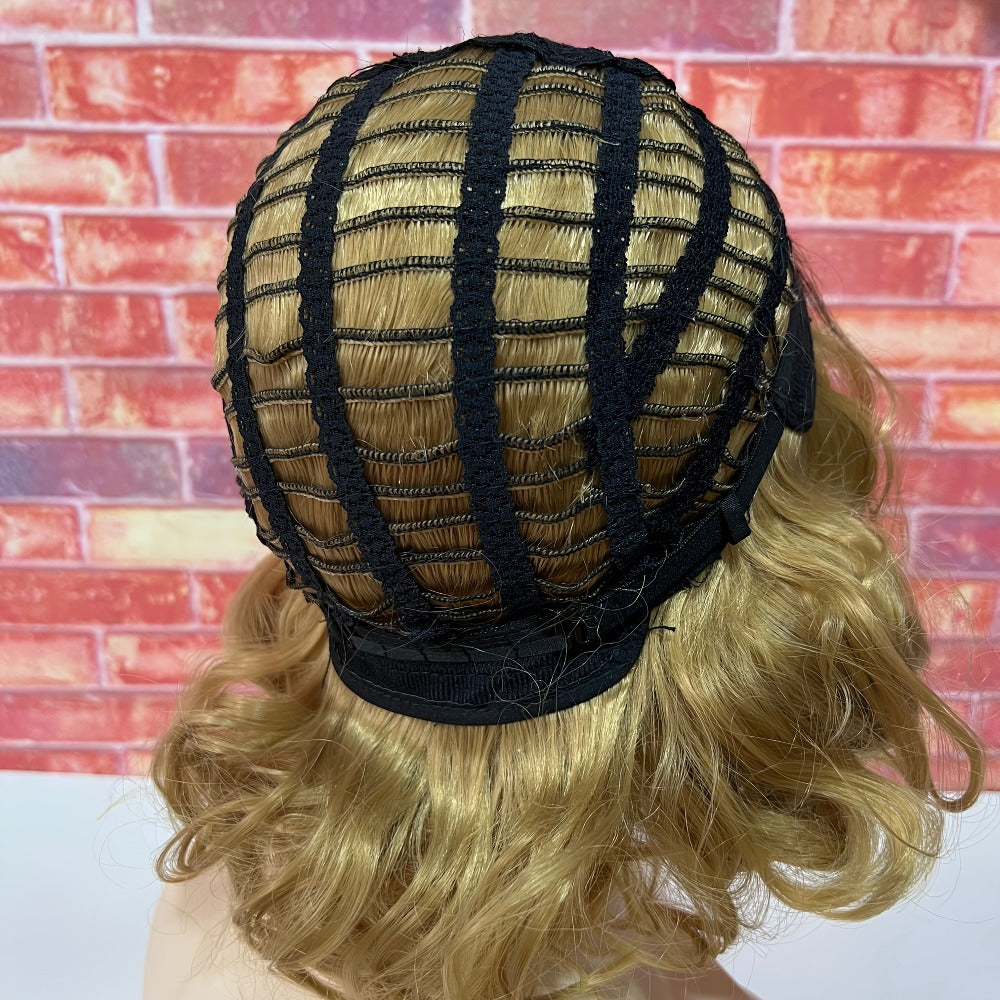 Synthetic Wig 12-Inch Ombre Blonde Curly-Wave Bob with Dark Roots and Adjustable Cap for Party Styling — image 6