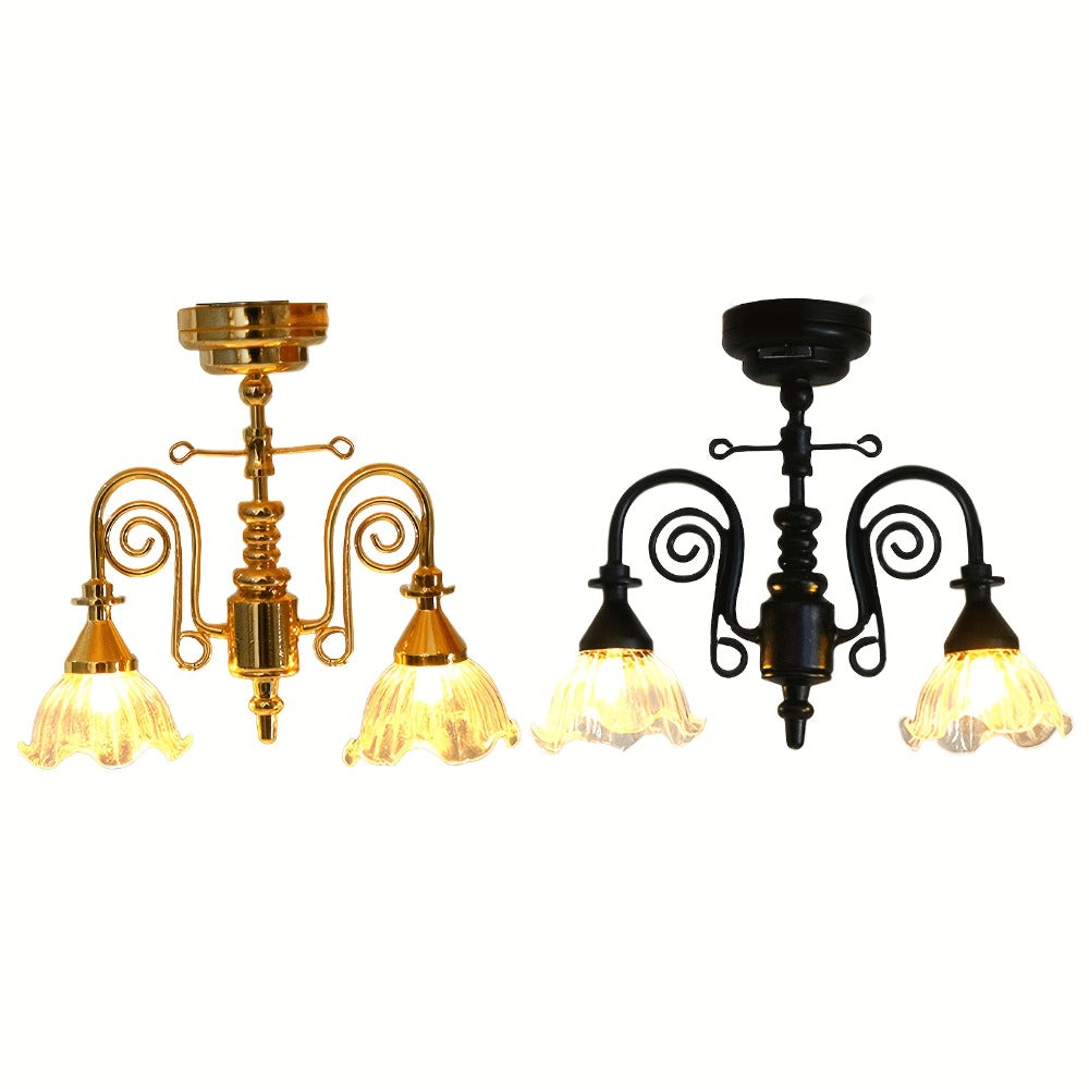 Miniature LED Chandelier Ceiling Lamp Dollhouse Working Light 1:12 Scale with the Listed Color, Size or Set Options for Every