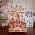 DIY Wooden Ferris Wheel Music Box Kit, 3D Mechanical Spinning Puzzle Model with the Listed Color, Size or Set Options for Eve