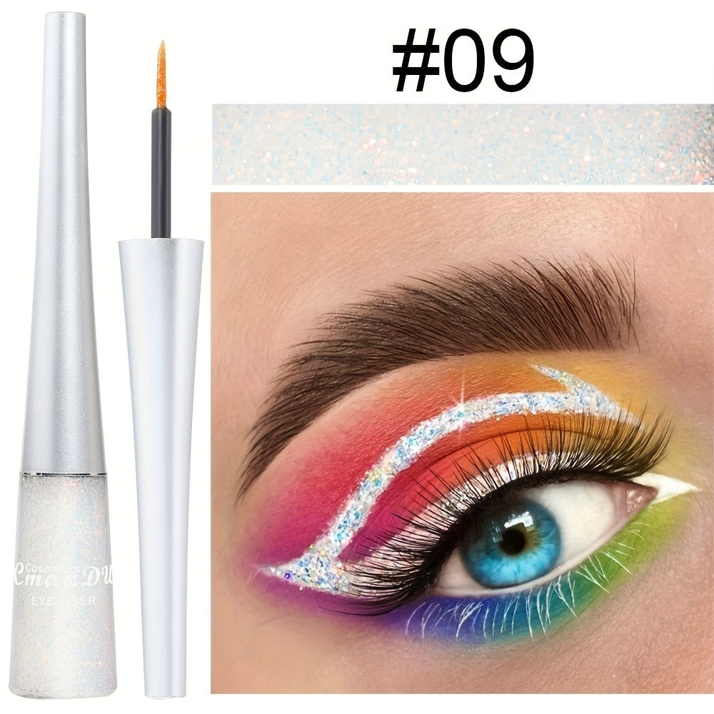 Glitter Liquid Eyeliner Set 16 Colors Waterproof Shimmer Metallic Eye Liner Pen Kit – Long-Lasting Smudge-Proof Sparkle Eye M