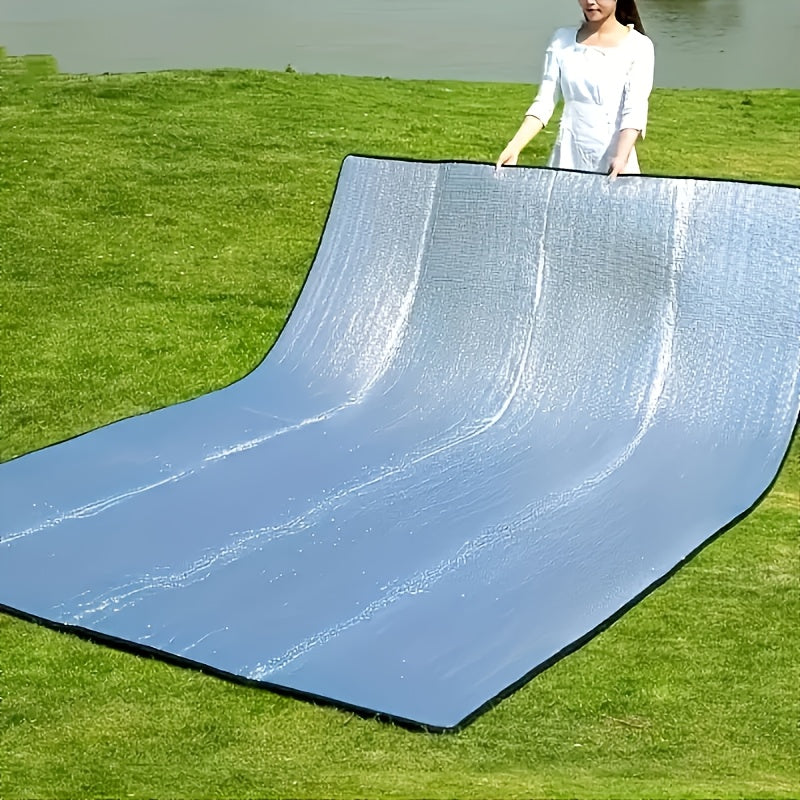 Camping Mat Extra Large 4 Person – Aluminum Foil EPE Foam Waterproof Picnic Blanket, Double-Sided Moisture-Proof Thermal Insu