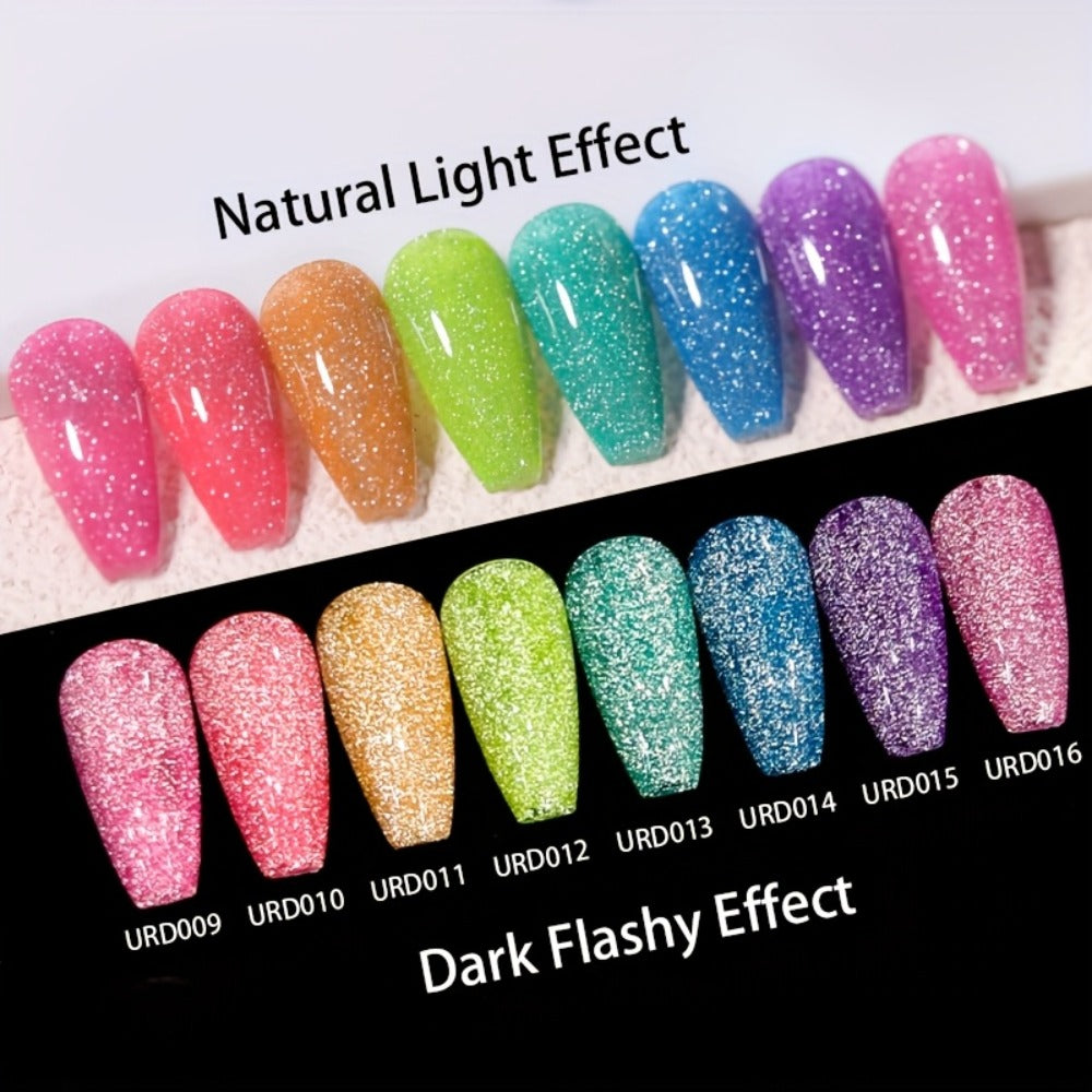 Gel Nail Polish UR SUGAR Reflective Glitter in 15ml with Fluorescent Neon Shimmer and UV/LED Soak-Off Cure — image 10