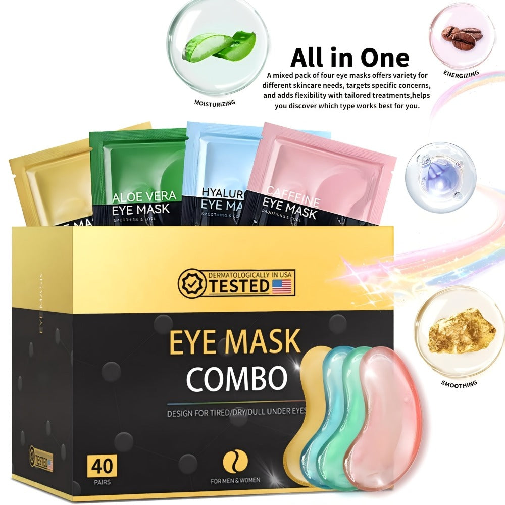 40-Pair Four-Color Under-Eye Patch Combo Box with Gold, Green, Blue and Pink Individual Pouches — image 5