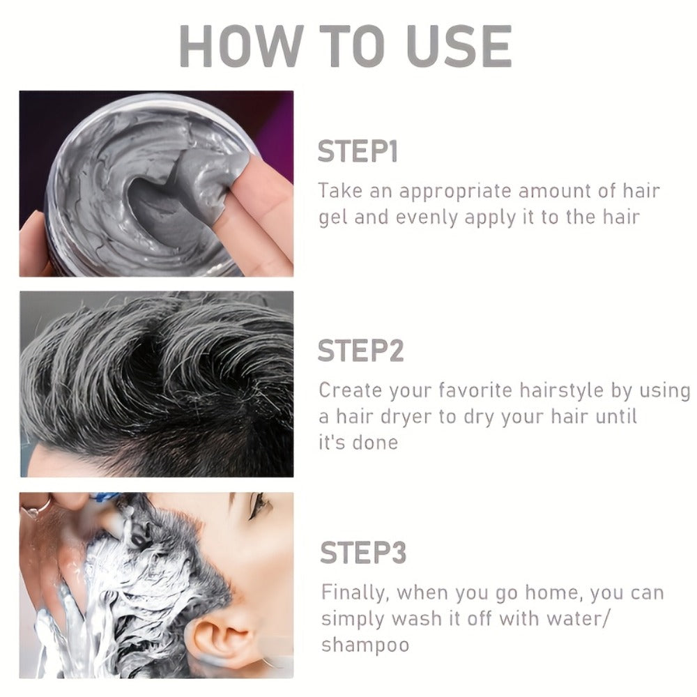ROZINO Grey Hair Color Wax 3-in-1 Color Style & Fix – Vitamins & Protein Formula, Hides Grey Instantly, Natural Volume, Easy 
