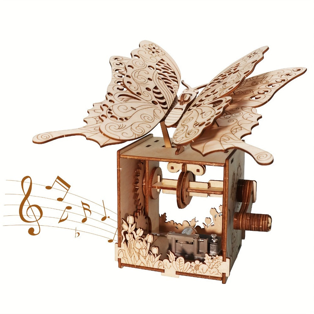 Wooden Butterfly Music Box Model Kit with Colour Butterfly or Natural Butterfly Music Box Checkout Options — image 5