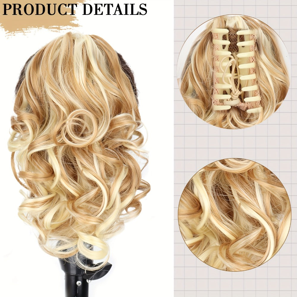 Hair Extensions Curly 8-Inch Synthetic Ponytail with Claw Clip and Eight Dark, Brown and Blonde Colors — image 3