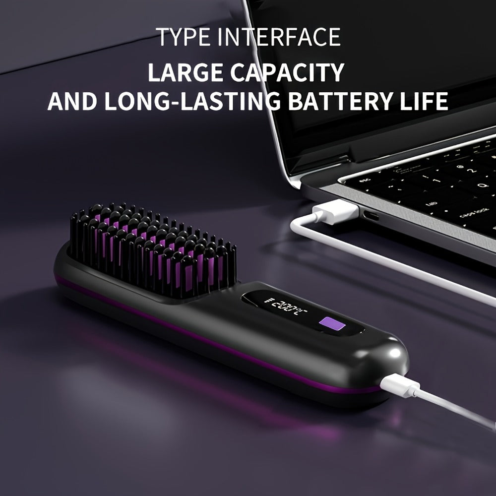 Cordless Hair Straightener 2-in-1 Ceramic Flat Iron & Curler – USB-C Rechargeable Wireless Portable Travel Styling Tool 3-Spe